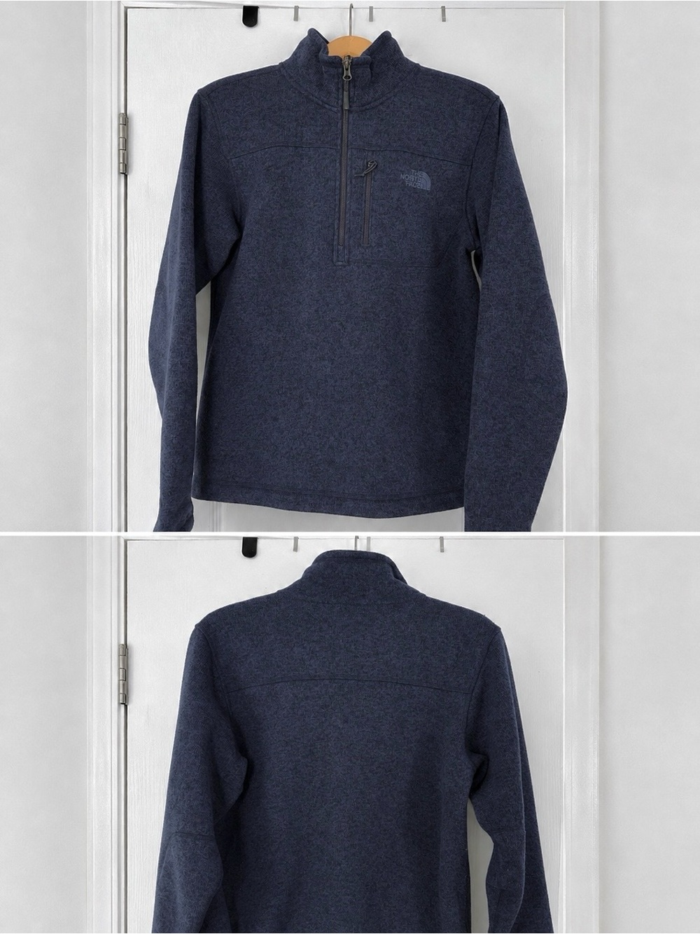The North Face Men's Navy Full-Zip Mock Neck Fleece Pullover